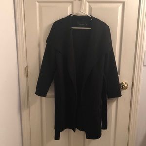 Black long wool winter coat